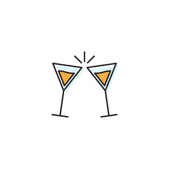toasting glasses vector icon concept, design isolated on white background