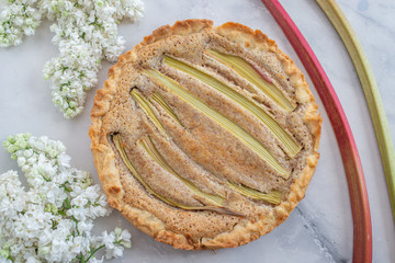 fresh baked rhubarb tart