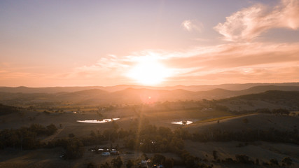 Fototapeta na wymiar Aerial View of Australian Landscape and Farmland 