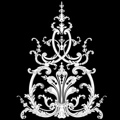 Black vintage baroque ornament, corner. Retro pattern antique style acanthus.