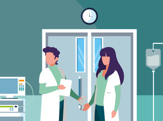 couple medicine workers in operating theater