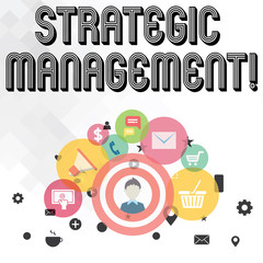 Handwriting text writing Strategic Management. Conceptual photo formulation and implementation of the major goals photo of Digital Marketing Campaign Icons and Elements for Ecommerce