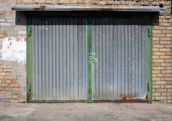old metal warehouse door, hangar, high resolution photo