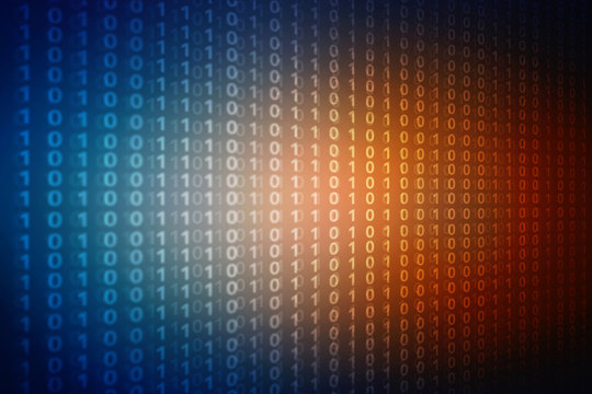 2d illustration abstract digital binary data on computer screen