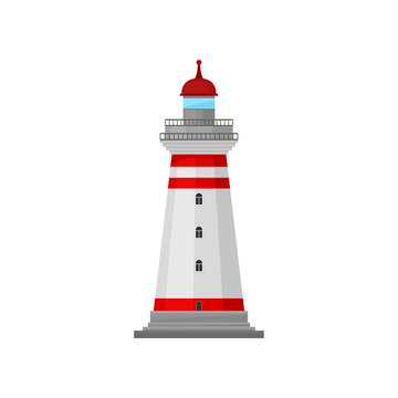 Lighthouse caretaker platform. Vector illustration on white background.