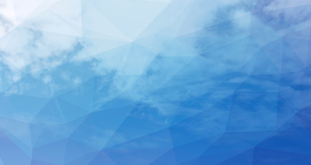 Beautiful white clouds in the blue sky. Cloudscape. Low poly background of light  blue sky clouds