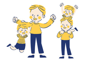 happy Father and Son illustration