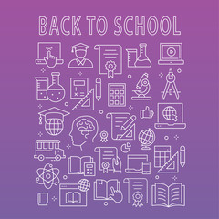Education line icons set for interface, print.