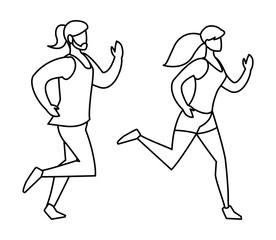 athletics couple running characters