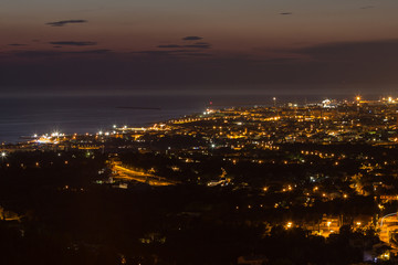 Fototapeta na wymiar Aerial View of the City of Livorno in Tuscany in Summer Night