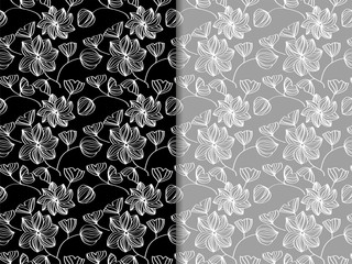 floral seamless pattern with flowers and leaves