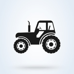 farm tractor side on view illustration. Agricultural tractor