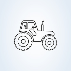 farm tractor side on view illustration line art. Agricultural tractor