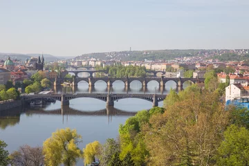 Foto op Aluminium City Prague, Czech Republic. View from the mountain to the river and bridges. Spring. 2019. 24. April. © ynos