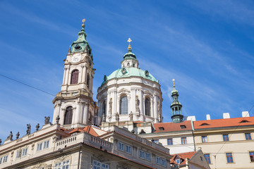 Fototapeta na wymiar City Prague, Czech Republic. City street with buildings and roofs.Travel photo 2019. 26. April