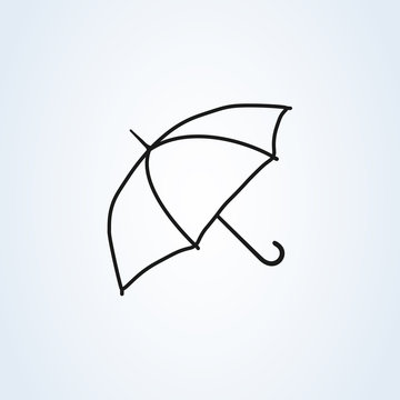 recommend clip art: umbrella Icon flat design. line art symbol umbrella isolated on white background.