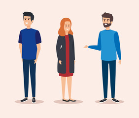 cute girl and boys with casual clothes