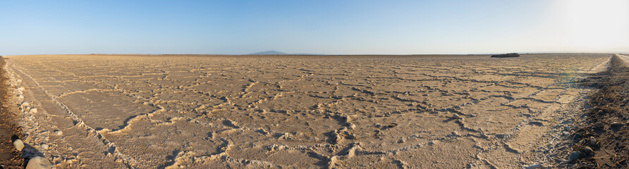 The salt plains of Asale Lake in the Danakil Depression in Ethiopia, Africa