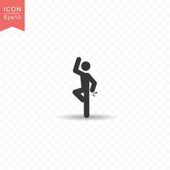 Stick figure a man dancing silhouette icon simple flat style vector illustration on transparent background.