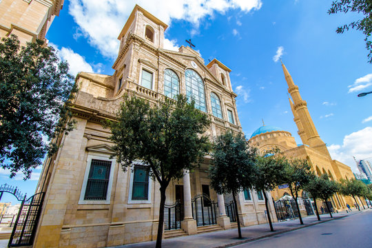 Church and Mosque in Beirut, Lebanon