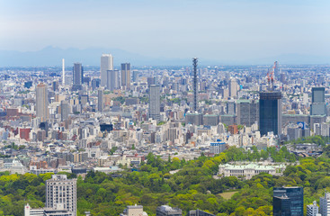 東京風景　2019　春　新緑　青空　六本木から望む市ヶ谷　四谷　池袋方面