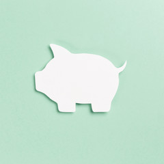 Pig symbol on Mint background. Chinese Zodiac Sign Year of Pig. Financial and design concept. Neo Mint color of the year 2020