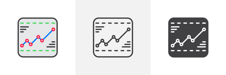 Line chart icon. Line, glyph and filled outline colorful version, Analytic chart graph outline and filled vector sign. Symbol, logo illustration. Different style icons set. Vector graphics