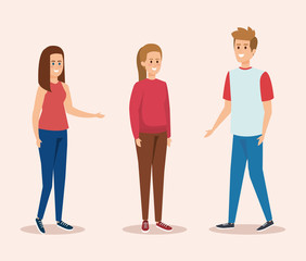 Obraz premium cute girls and boy with casual clothes