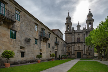 Fototapeta na wymiar Monasterio con hórreo de San Xoan de Poio ,Pontevedra en España