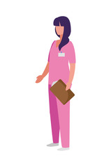 Obraz na płótnie Canvas female medicine worker with uniform and documents