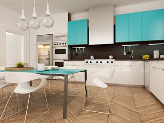 modern kitchen interior of a room