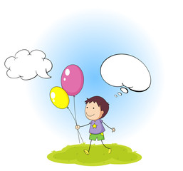 Doodle boy with speech balloon