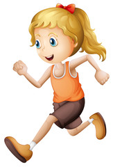 blonde girl running isolated
