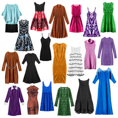 Set of dresses isolated