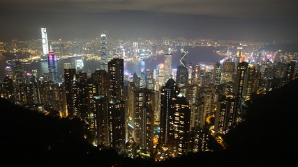 Fototapeta na wymiar A high-rise buildings in the city at night