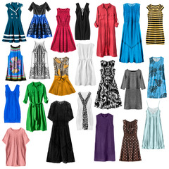 Set of dresses isolated