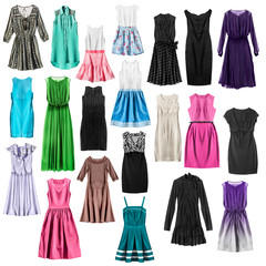 Set of dresses isolated