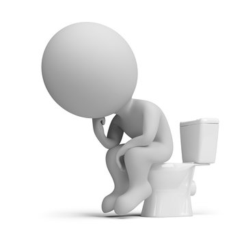3d small people - thinker on the toilet