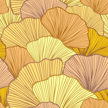 Beautiful Seamless pattern with colorful leaves or with abstract shrubs in beige colors  for wallpaper or for  textile  fashion drapery clothes or for decoration package or other things