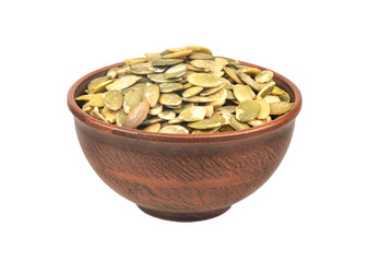 Pumpkin seed kernels in bowl