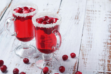 Two glasses with cranberry drink