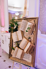 Original vintage wooden board with guest list