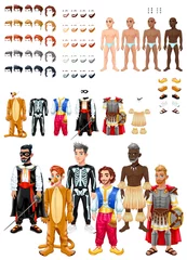 Gordijnen Spel met jurken en kapsels met mannelijke avatars © ddraw