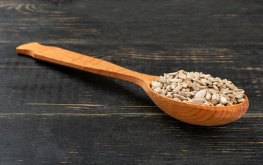 Sunflower seeds in spoon
