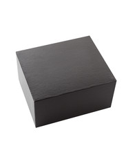 Black square box for gift. Mock-up box  isolated on white