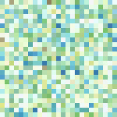 Seamless abstract background with green, blue, white squares, vector illustration