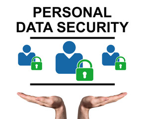 Personal data security concept sustained by open hands
