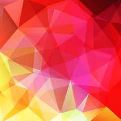 Background made of red, pink, yellow triangles. Square composition with geometric shapes. Eps 10