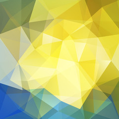 Abstract background consisting of yellow, white, blue triangles. Geometric design for business presentations or web template banner flyer. Vector illustration