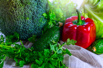 Fresh vegetables for salad.